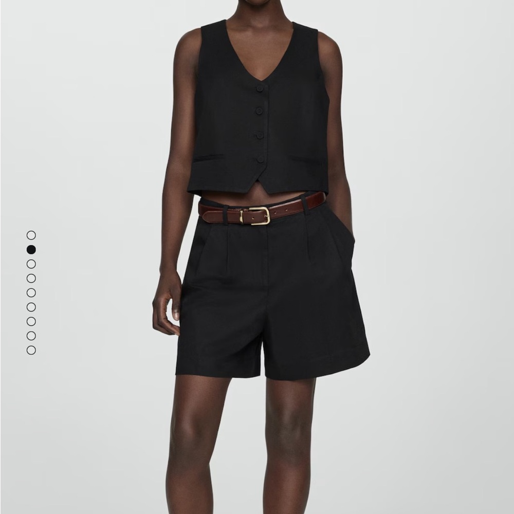 Mango Black Linen Shorts